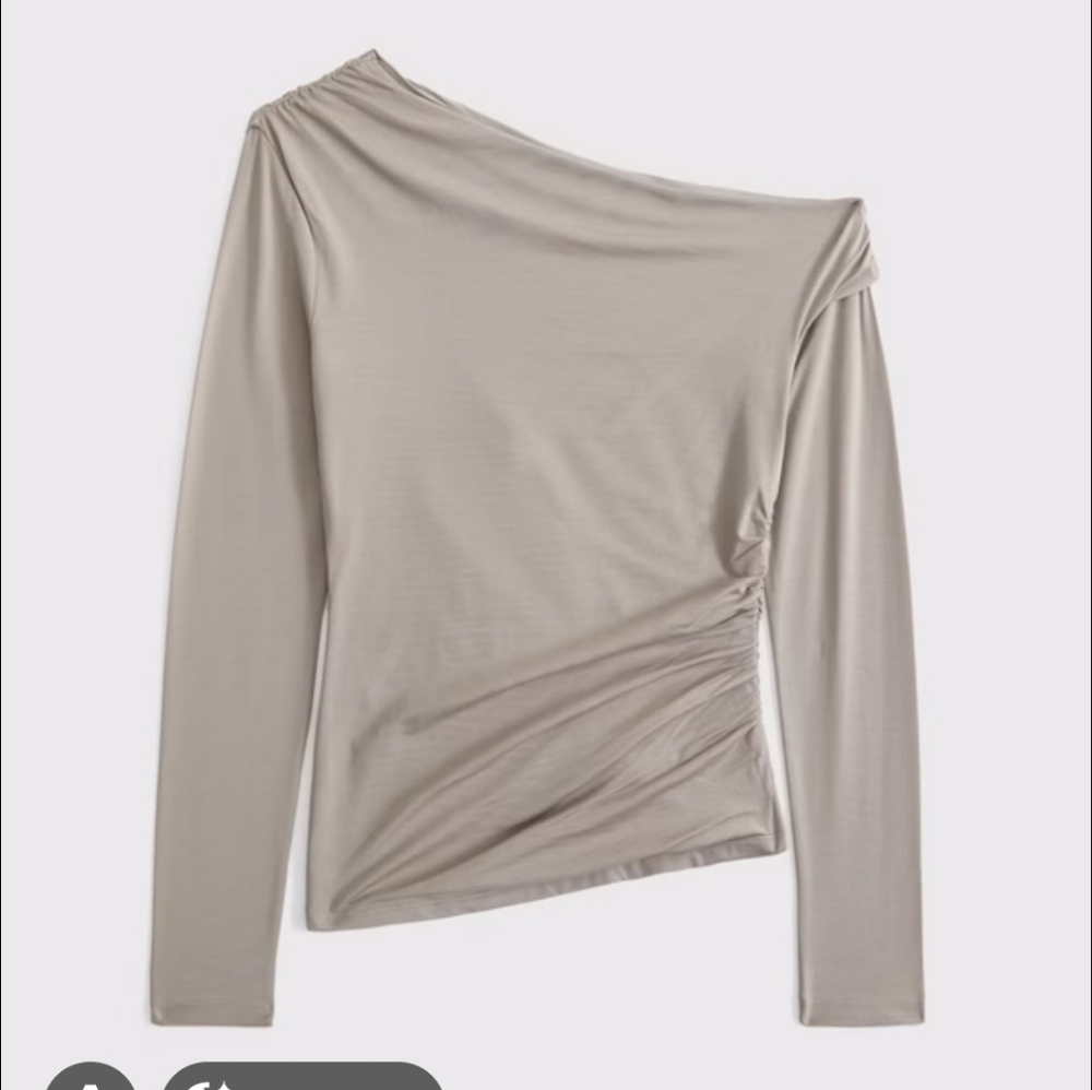 Abercrombie & Fitch Asymetrical Long Sleeve Top in Taupe-Size XS